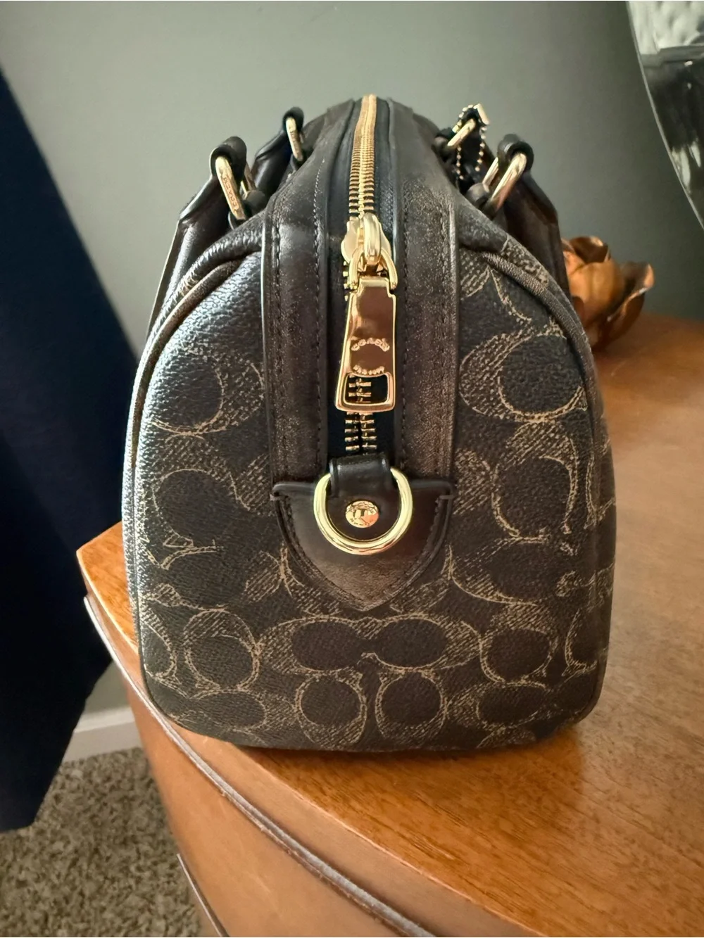 Coach Rowan loved signature canvas with Gold Hardware